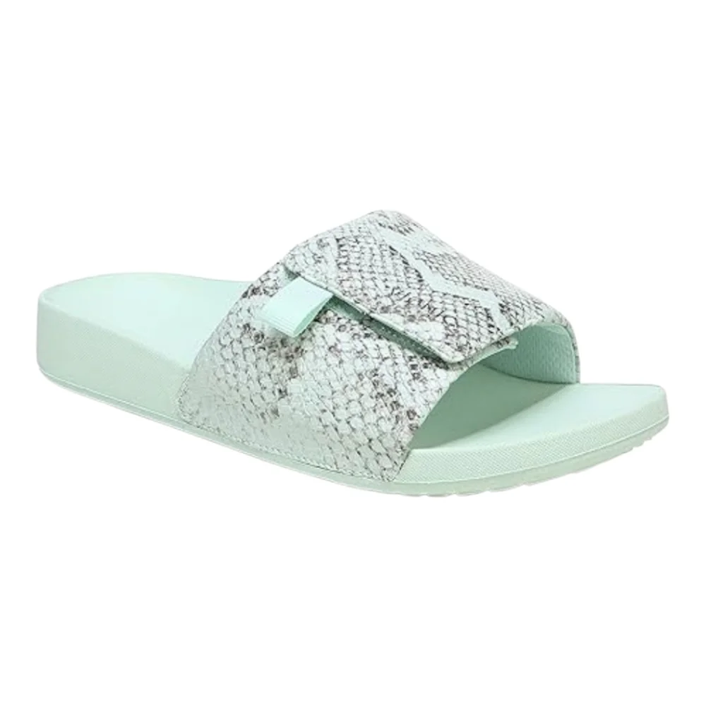 Women's Mint Snake-Print Slide Sandals Sz8